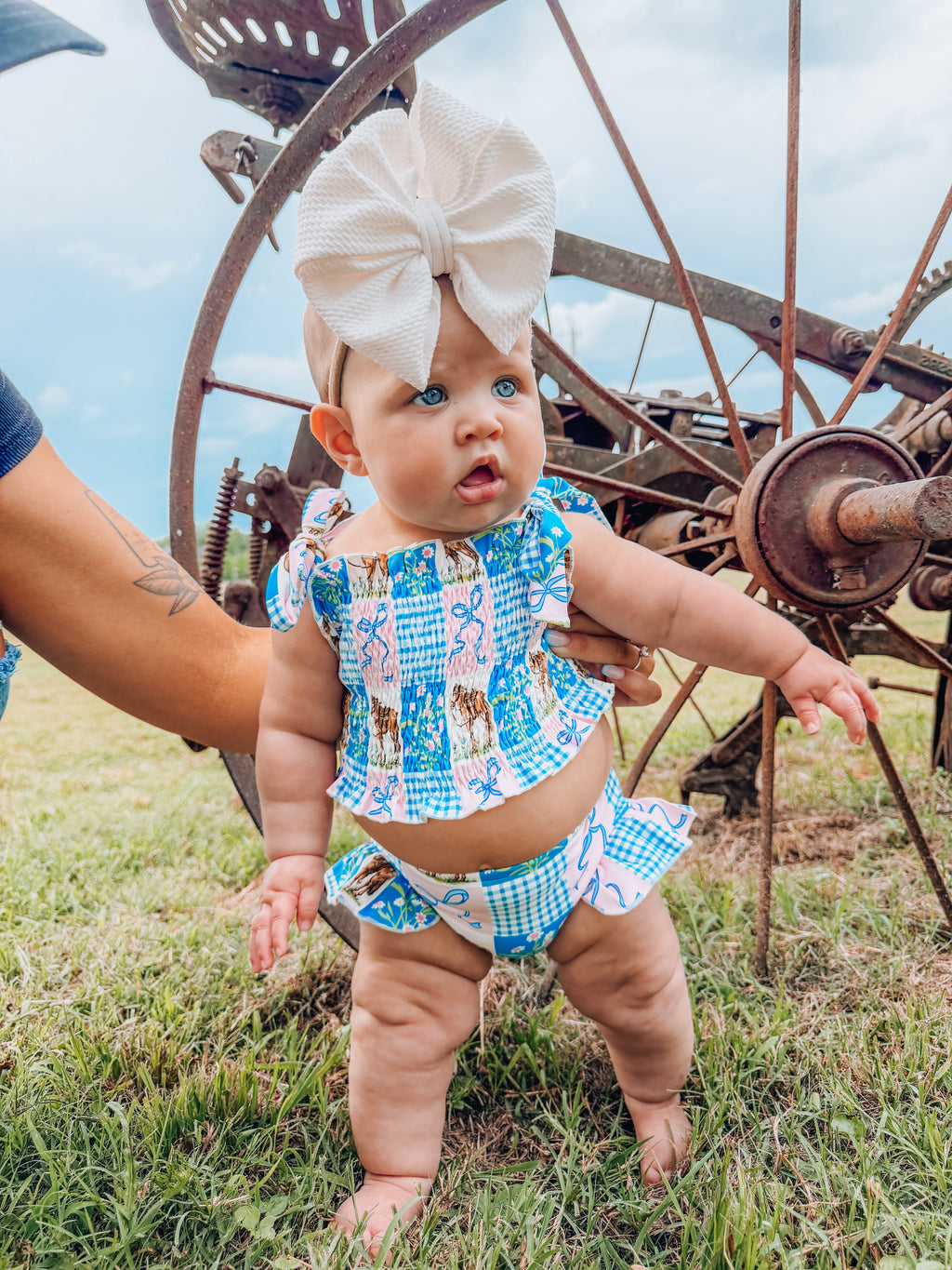 Blue Patchwork Swimsuit