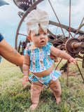 Blue Patchwork Swimsuit