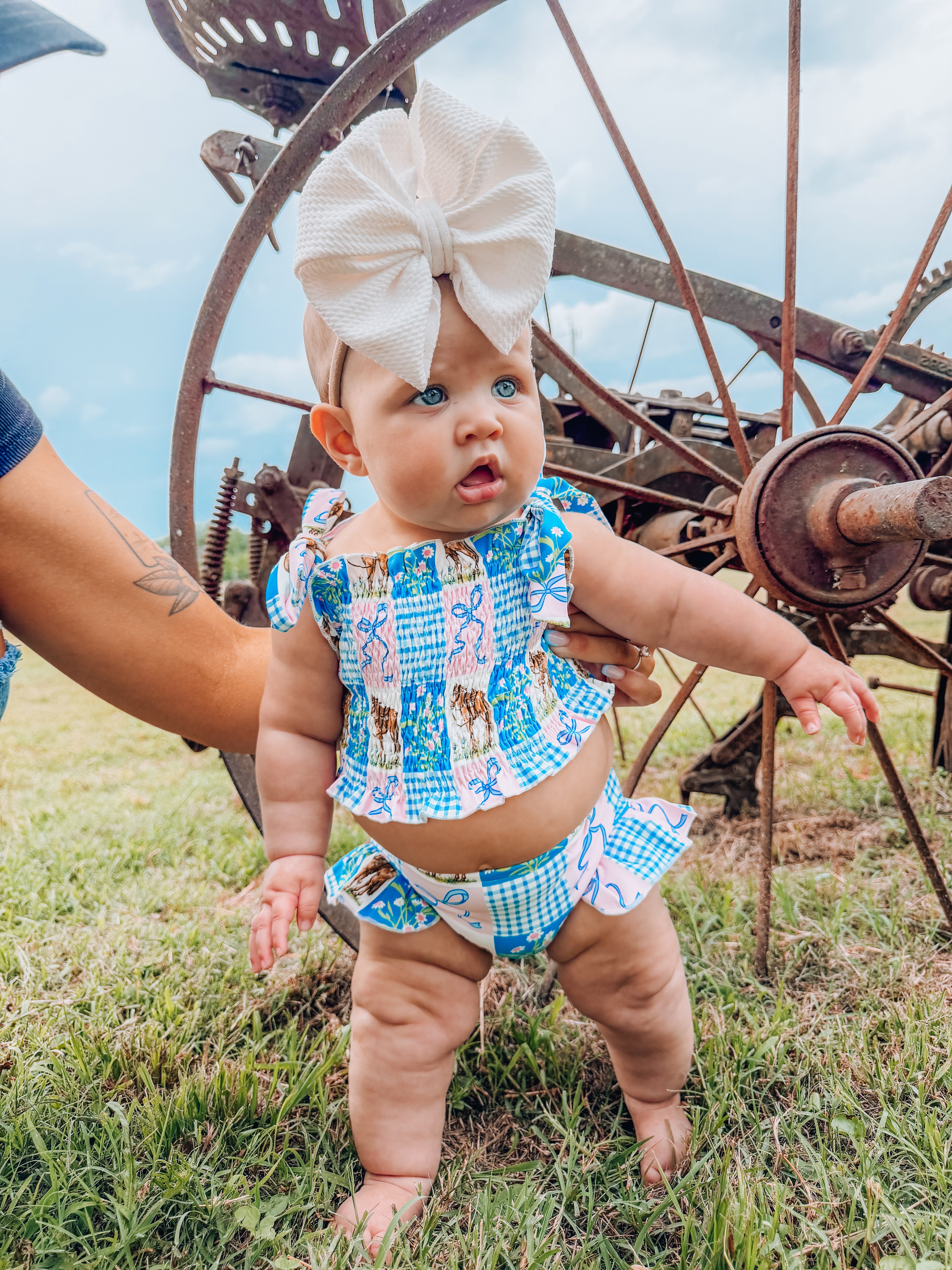 Blue Patchwork Swimsuit
