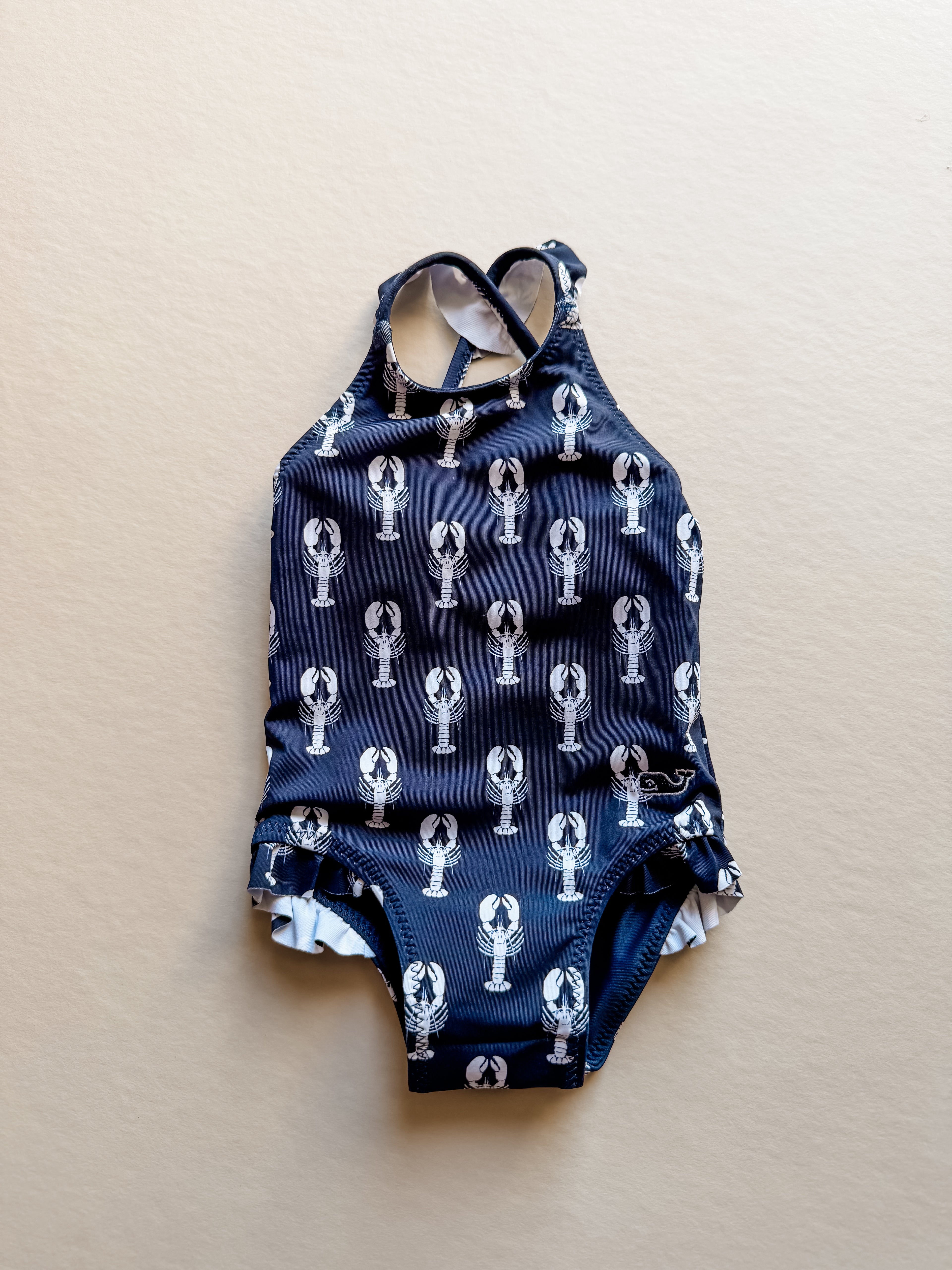 Navy Lobster Ruffle Swimsuit
