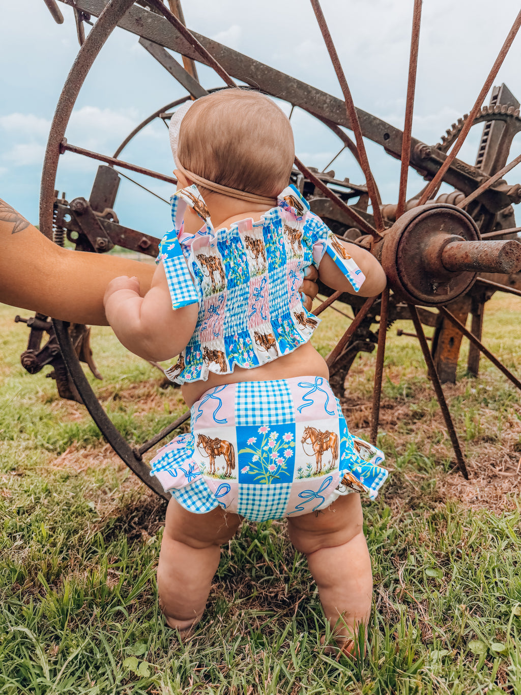 Blue Patchwork Swimsuit